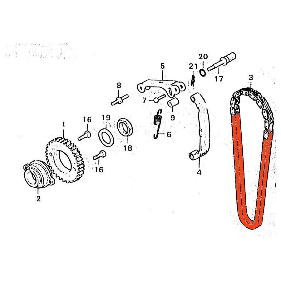 Distribution - Chaine 0417H-078 LE - Fermee - CX500-GL500 14401-415...