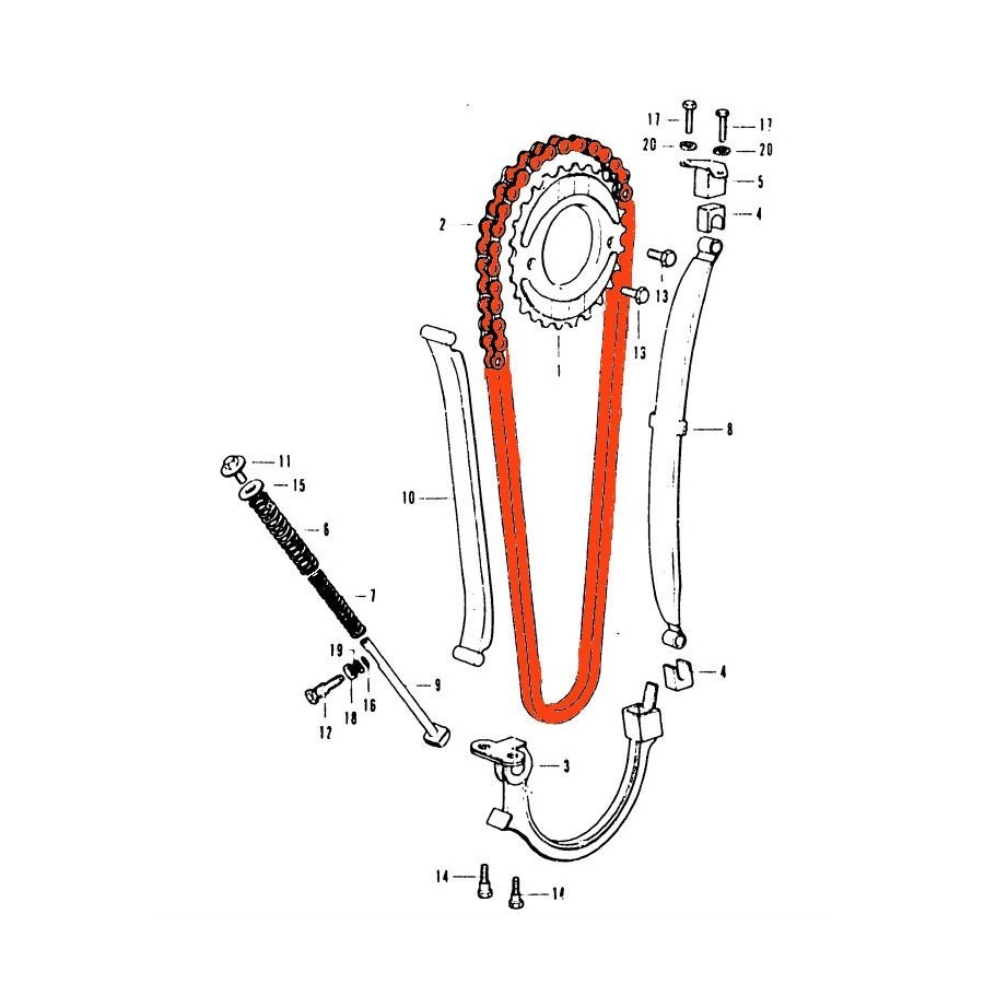 Distribution - Chaine - 219T - 82 maillons - Fermée - CB350F - CB40...