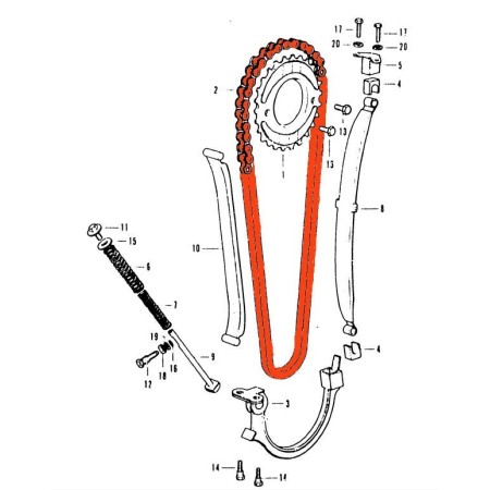 Distribution - Chaine - 219T - 82 maillons - Fermée - CB350F - CB40...