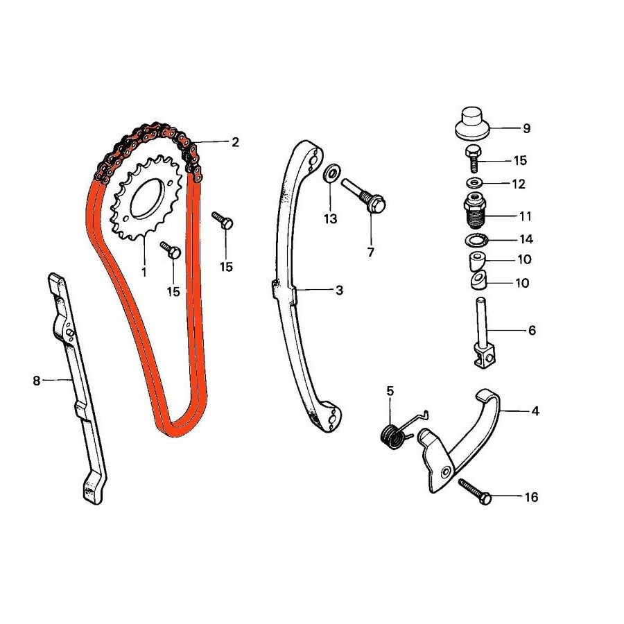 Moteur - Distribution - Chaine de distribution - 25H-98 maillons - ...