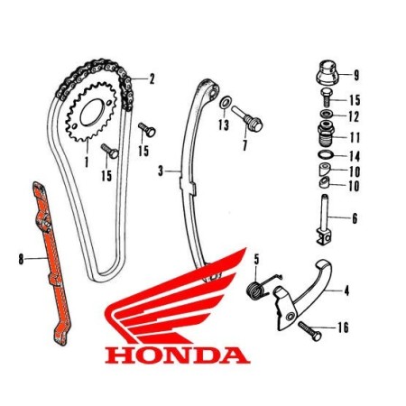 Moteur - Distribution - Guide - Patin avant - CB125 ... - ... - XL1...