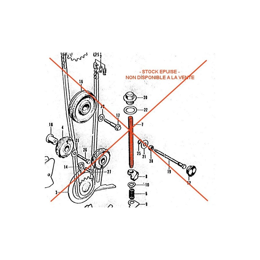 Distribution - Axe de reglage du tendeur de chaine - CB125K 14551-3...