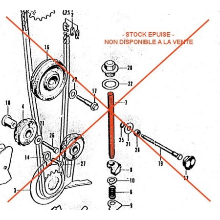 Distribution - Axe de reglage du tendeur de chaine - CB125K 14551-3...