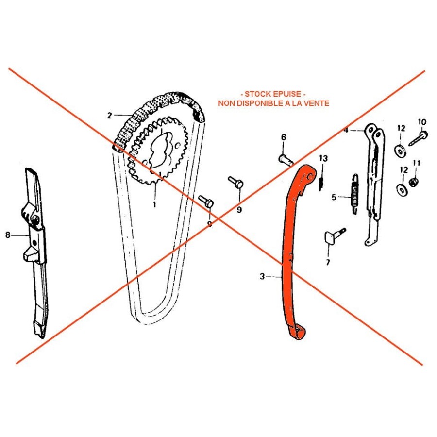 Distribution - Tendeur de chaine - Patin - CB250N - CB400N/T 14501-...