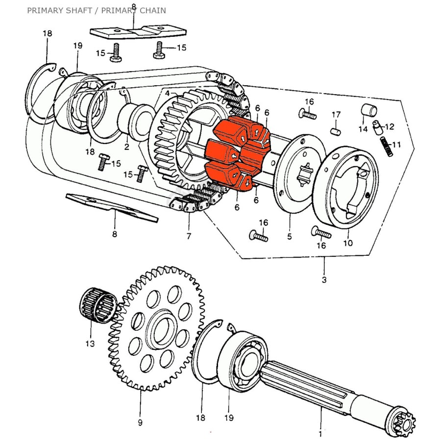 Moteur - Transmission - Amortisseur de couple - (x8) - CB350-400-50...