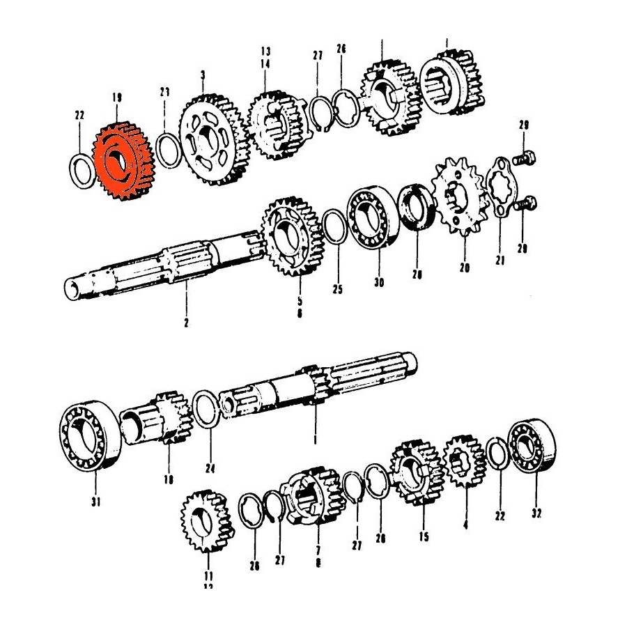 Transmission - Arbre secondaire - pignon demarrage 23530-383-000