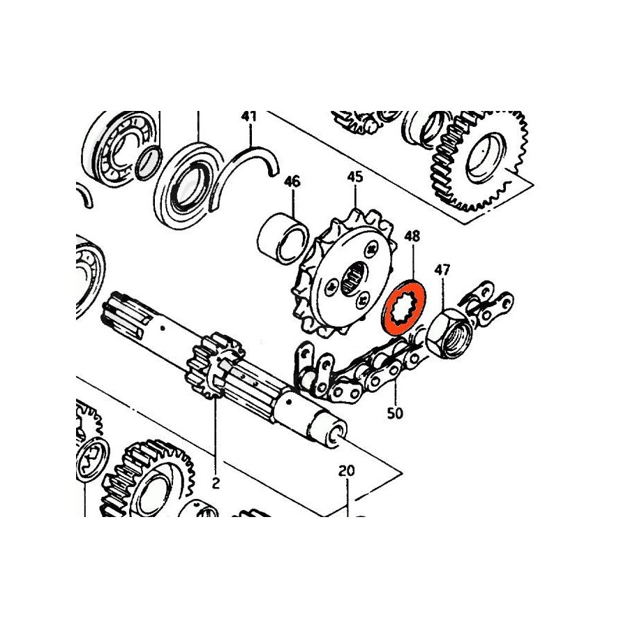 Transmission - Rondelle crantée de Pignon sortie boite - 09167-2501...