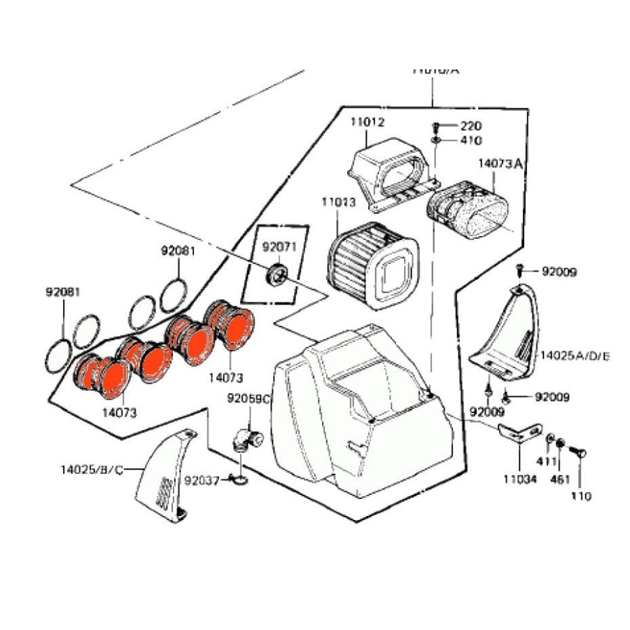 Pipe admission d'air (x1) - 14073-1048 - GT750 - KZ1000 - ... GPZ11...