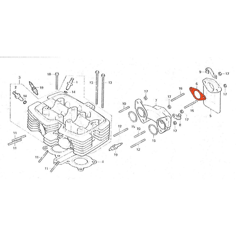 Moteur - Pipe admission - joint coté Entretoise - (x1) - CM125 C / ...