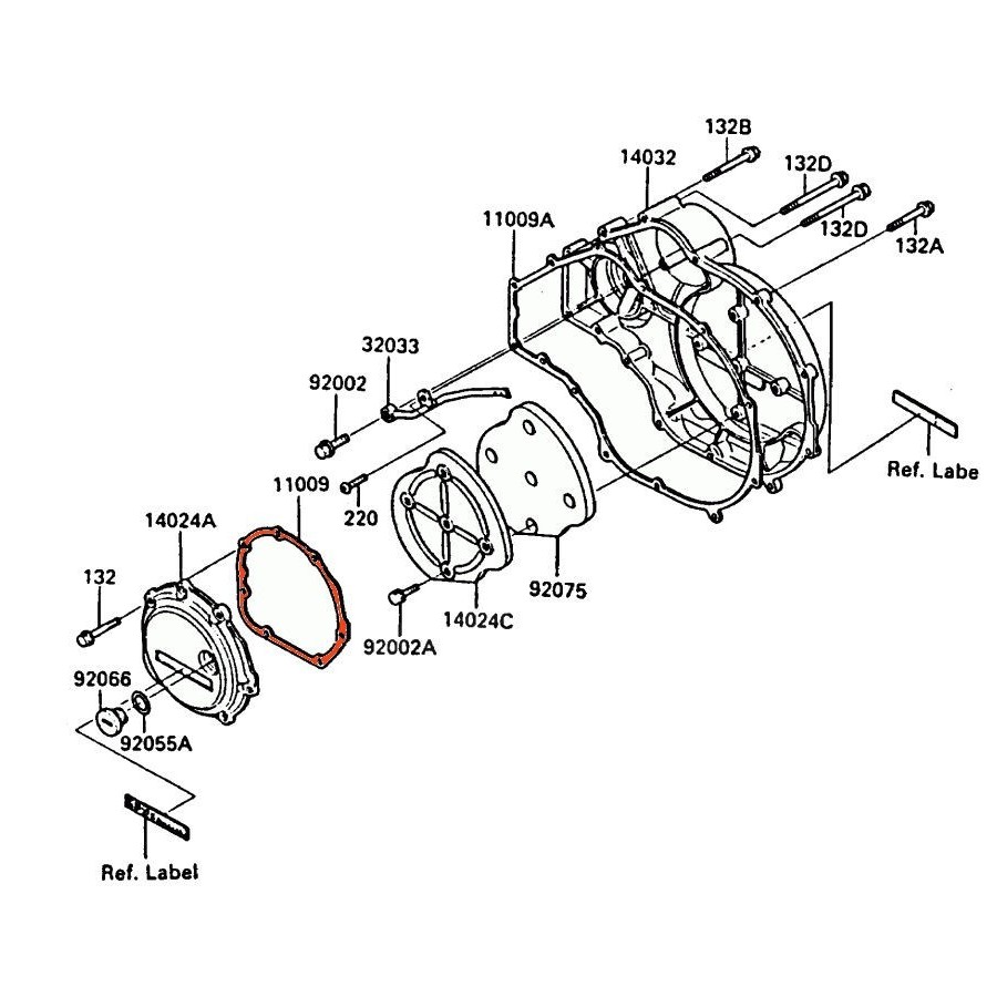 Moteur - joint de carter Gauche, 11009-1387 - 11061-1155, GPZ900, ....