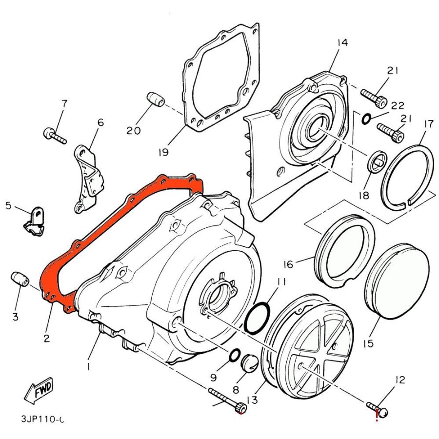 Moteur - Carter Gauche, joint - V-Max - 1200 - 3JP-15451-01 11398-5...