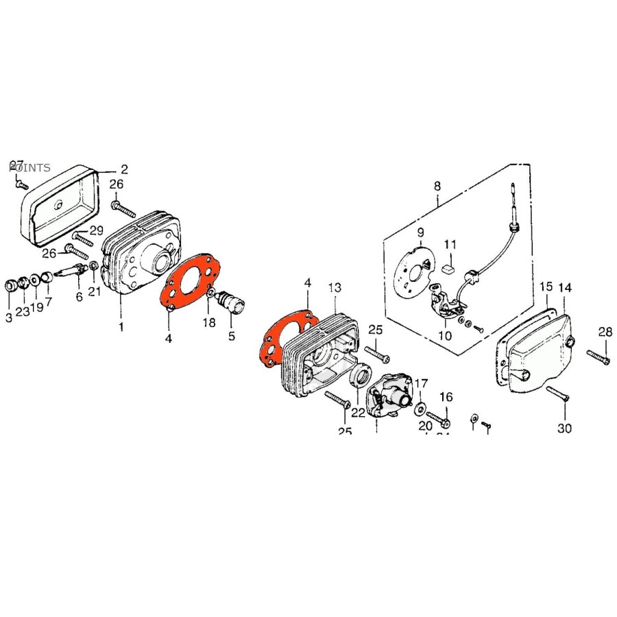 Moteur - Joint de carter Lateral - haut moteur - (x1) - CB200 12394...