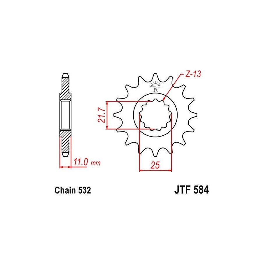 Transmission - Pignon - JTR584 - 532 - 17 Dents 36532-584-017