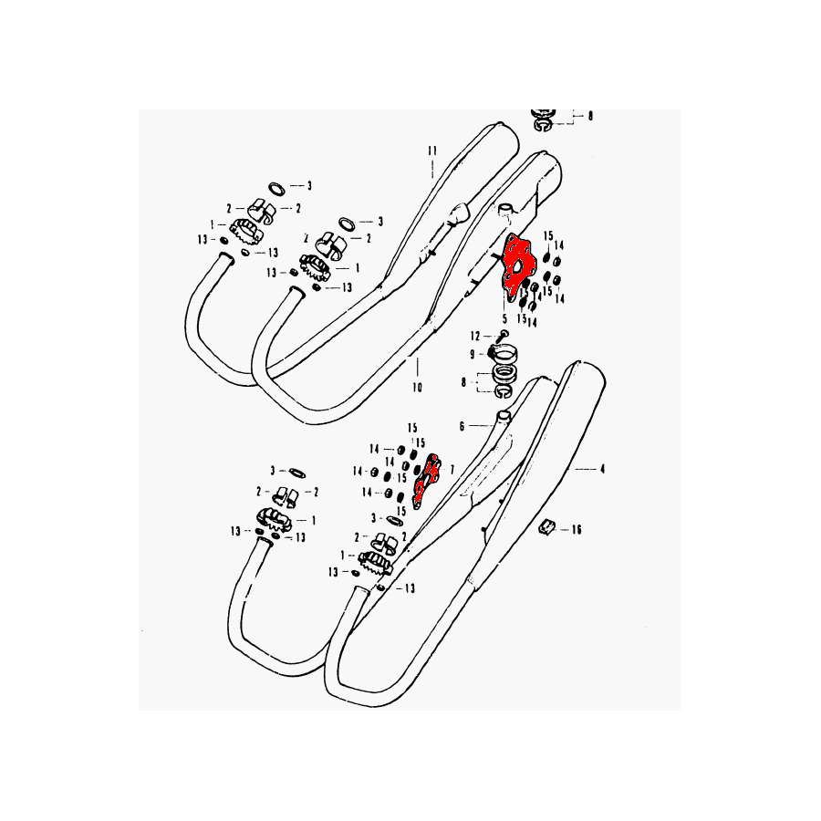 Echappement - support de fixation - Droit - CB350F 18425-333-000