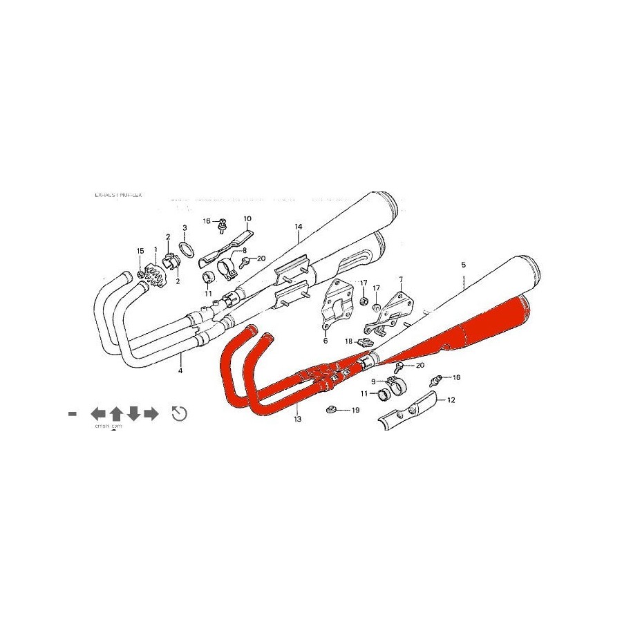 Echappement - Ligne 2en2 Gauche - CB750K (DOHC) -  18450-425-672