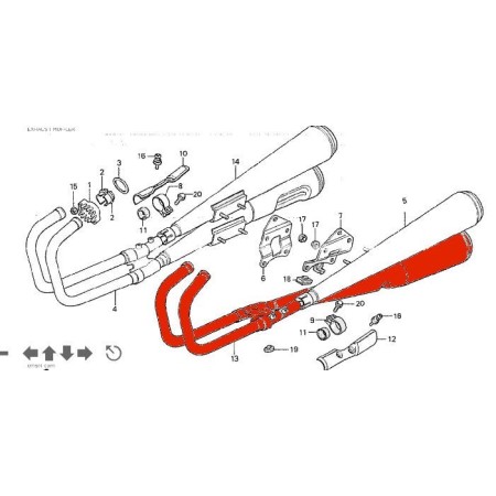 Echappement - Ligne 2en2 Gauche - CB750K (DOHC) -  18450-425-672