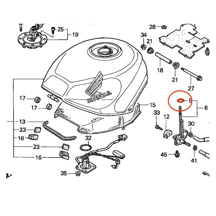 Reservoir - joint de robinet - VFR750, CBR600 16958-KY6-003