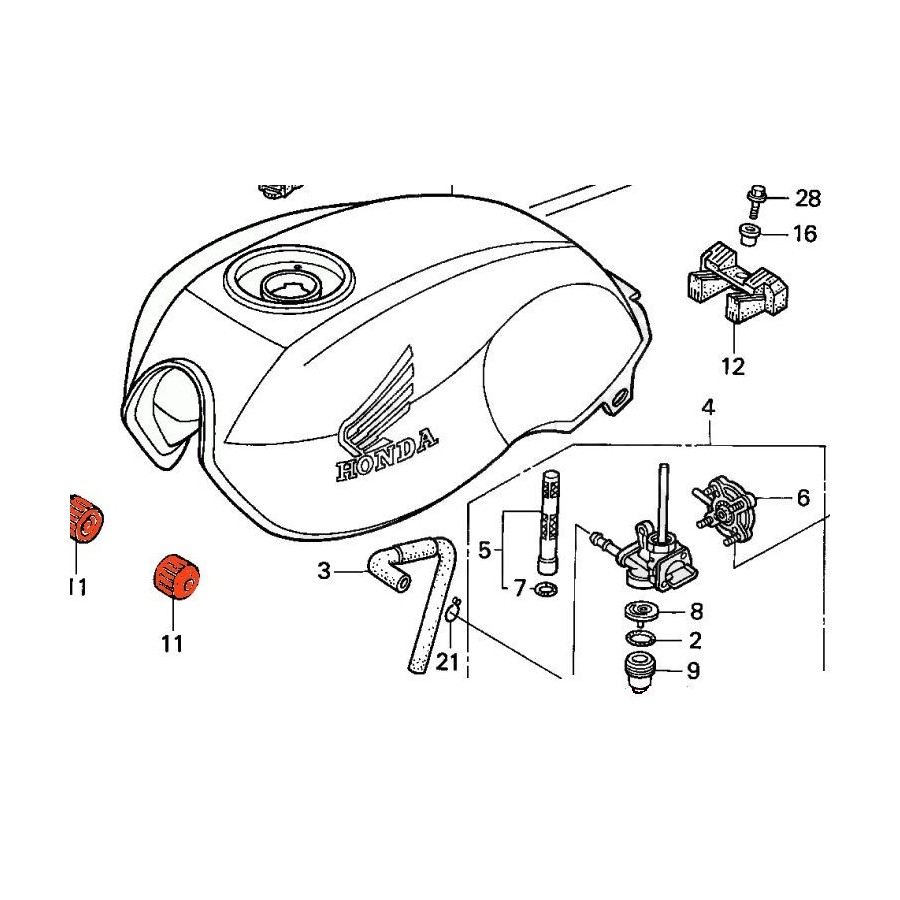 Reservoir - Silent bloc - Avant - (x1 ) - CB750FII - Sevenfifty 176...