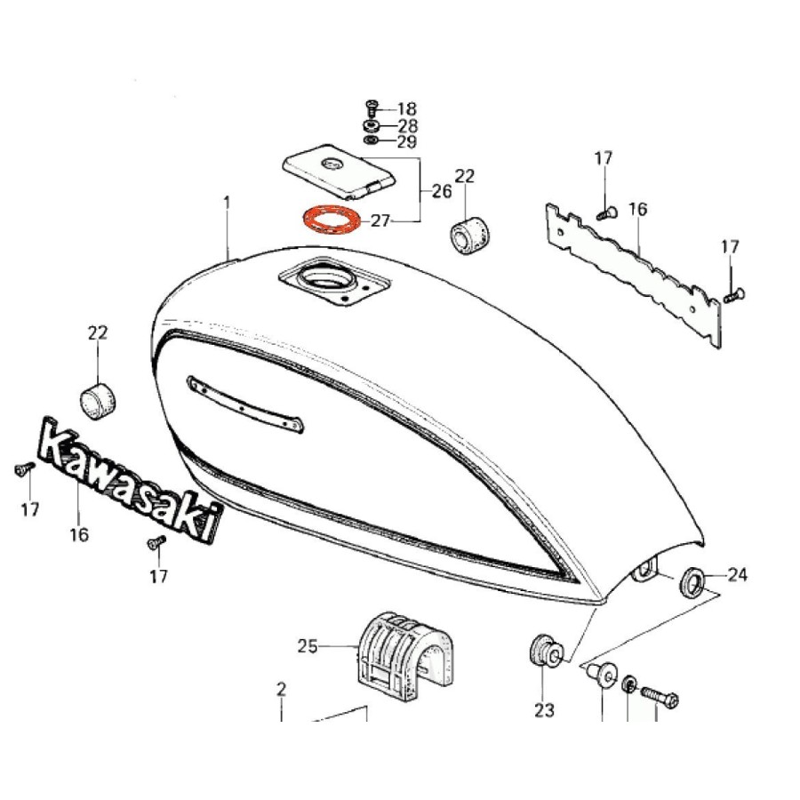 Bouchon de reservoir - Joint - 11009-1051 17620-401-012