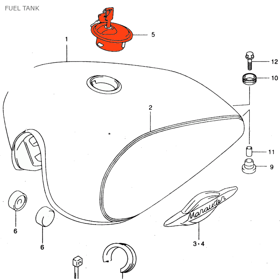 Reservoir - bouchon a clef - 44200-12870 - GZ125 17620-012-870