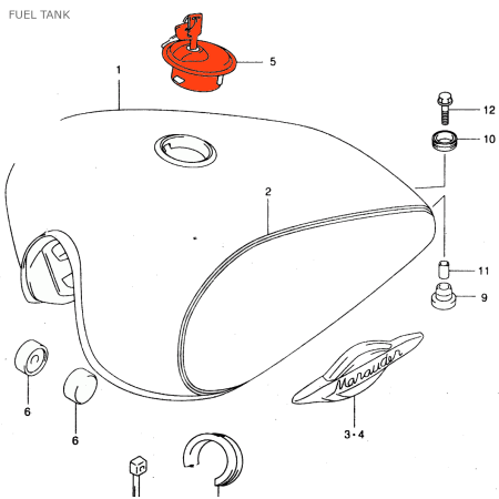 Reservoir - bouchon a clef - 44200-12870 - GZ125 17620-012-870