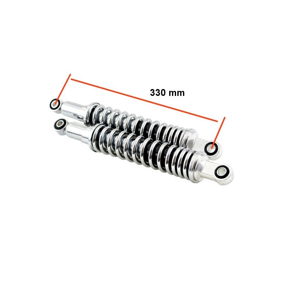 Amortisseur - 330mm - Chrome - Oeillet ø 12mm - Oeillet ø10mm 99890...