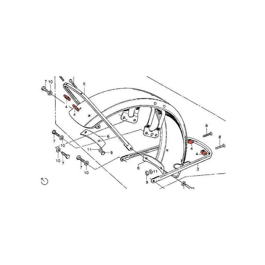 Roue Avant - Garde Boue - entretoise - (x1) 61102-301-000