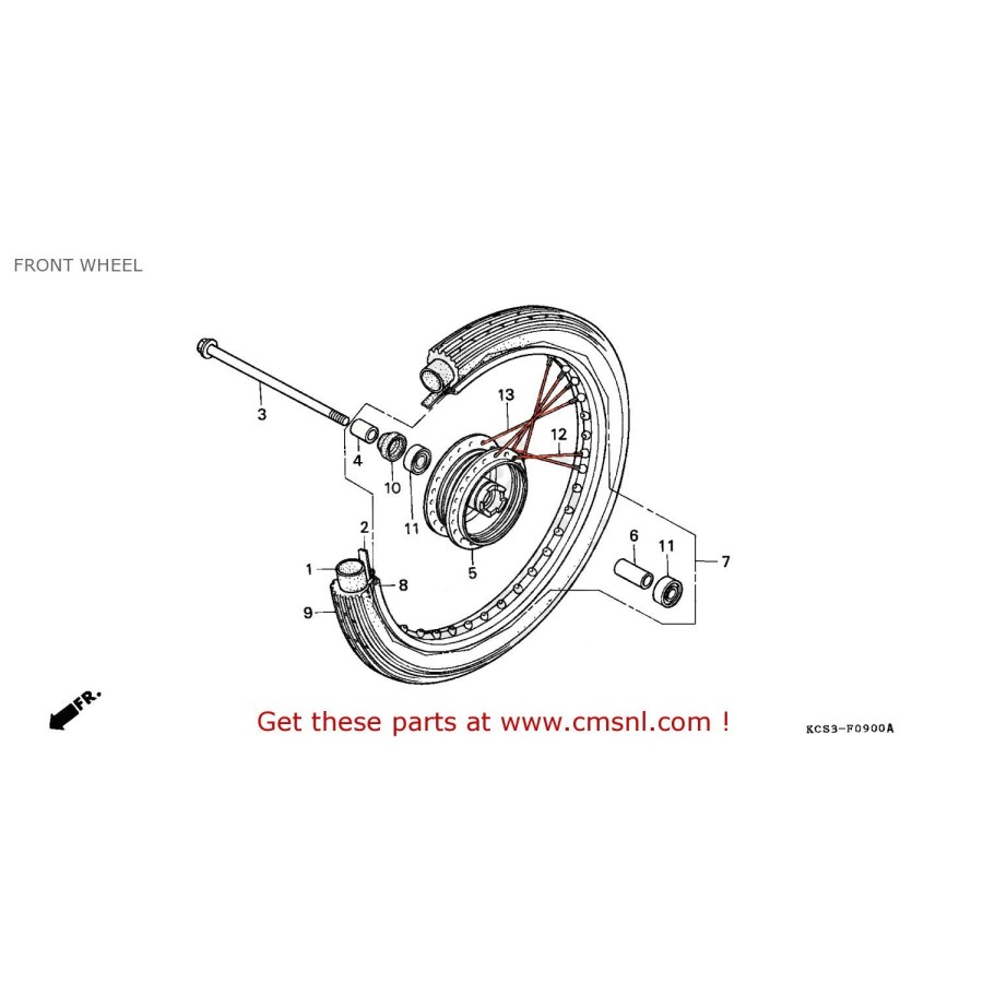 Roue - Avant - Rayon - "B" - 12x173mm - (x18) 97407-211-86F0