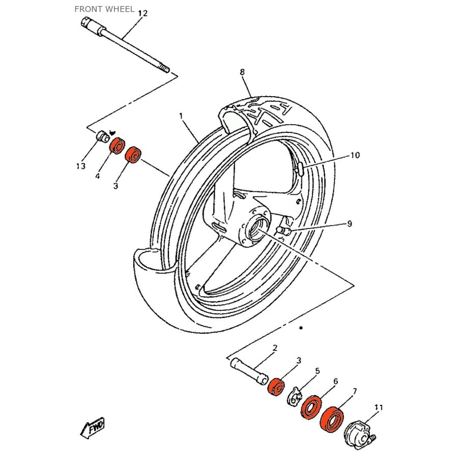 Roue - Avant - Roulement et joint - Kit de refection 00008-520-444