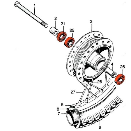 Roue - Avant - Roulement + joint - CB125T...XL125....CM200T .... 00...