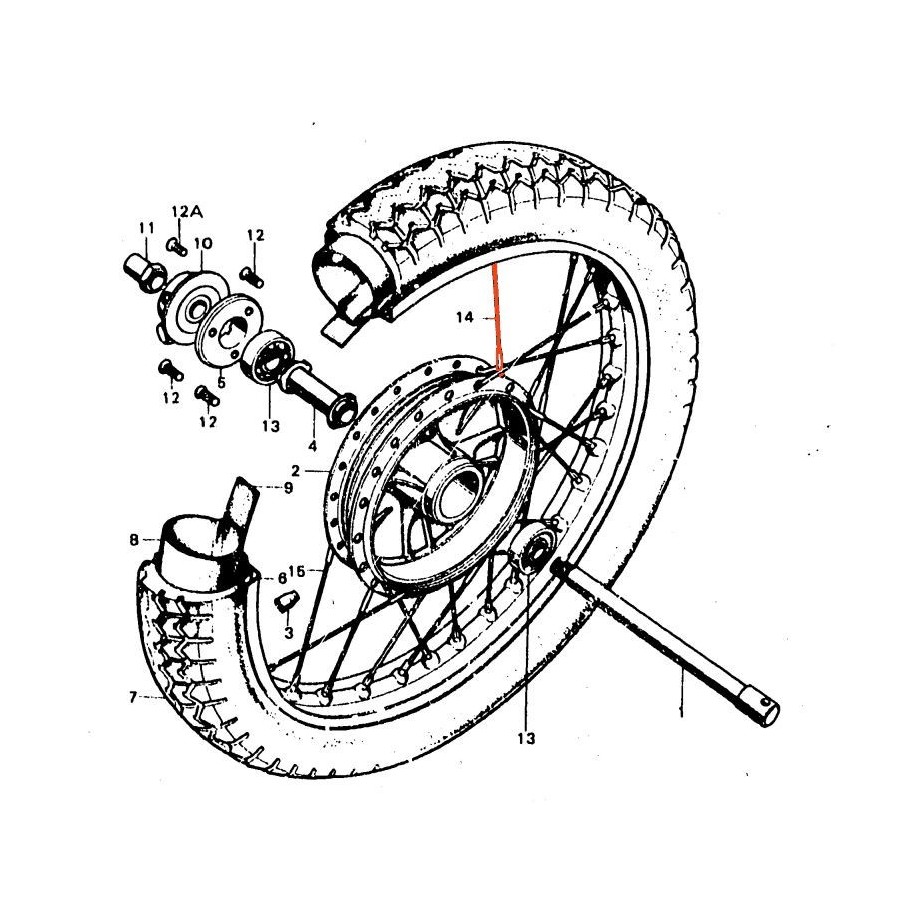 Roue Avant - 19" - Frein Tambour - Rayon Int. - ø3.00 x 155mm - 90°...