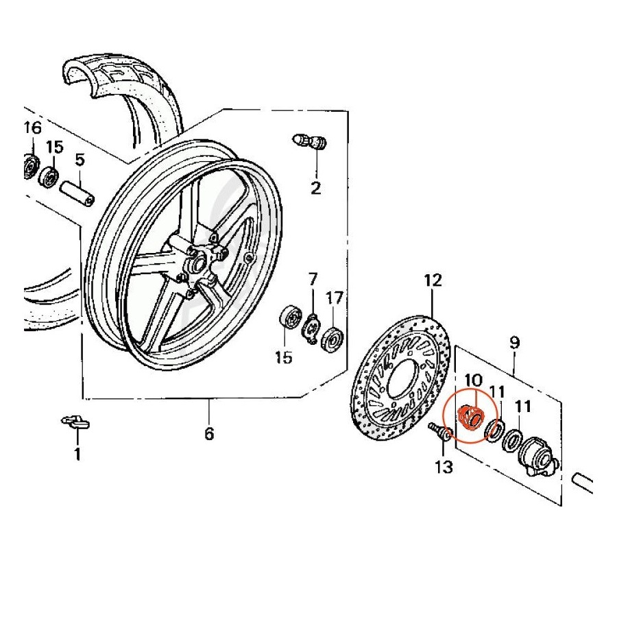 Roue avant - entraineur de compteur - VFR750 - ... - CBR600 - VF750...