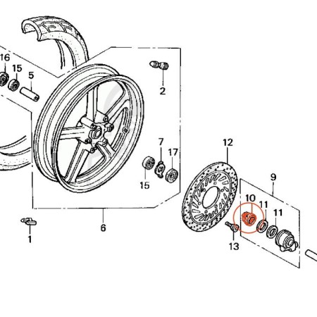 Roue avant - entraineur de compteur - VFR750 - ... - CBR600 - VF750...