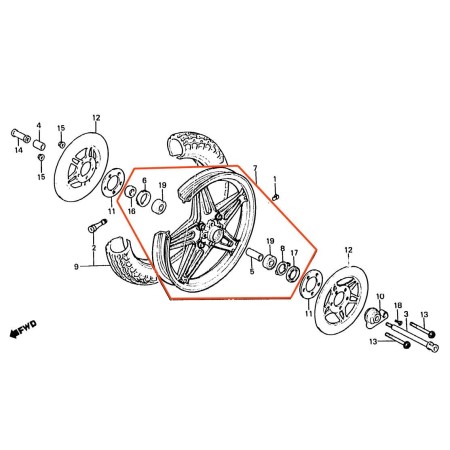 Roue Avant - Jante - complete avec roulement - CB750, CB900F - 1980...