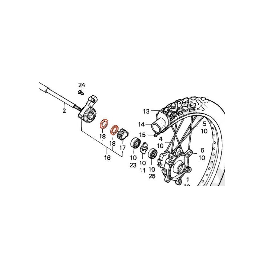 Roue avant - Rondelle entraineur de compteur - (x1) 44809-402-000