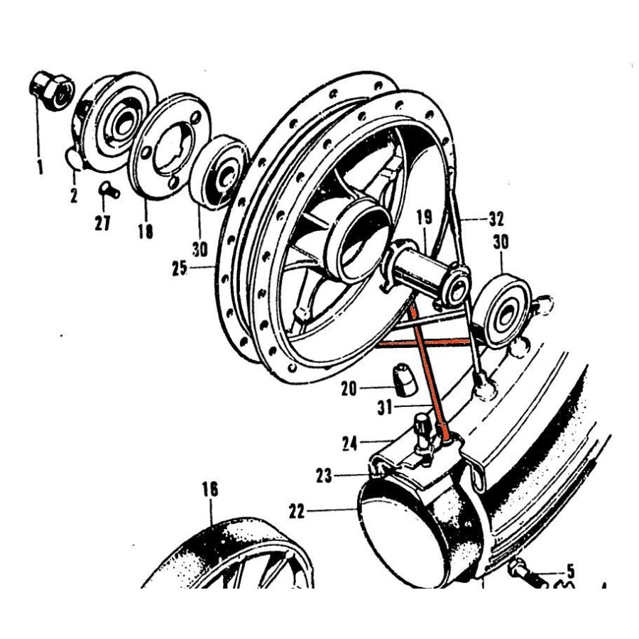 Roue Avant - 18" - Frein Tambour - Rayon Ext. - 144mm - CB450K0-K3 ...