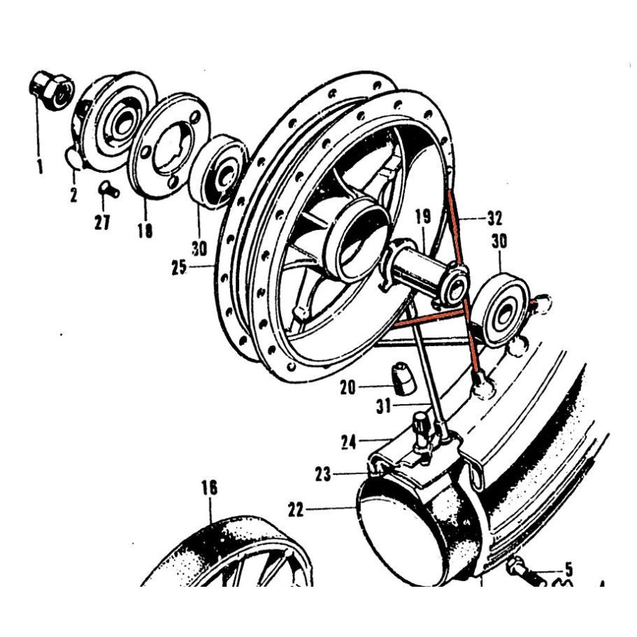 Roue Avant - 18" - Frein Tambour - Rayon Int. - 143mm - CB450K0-K3 ...