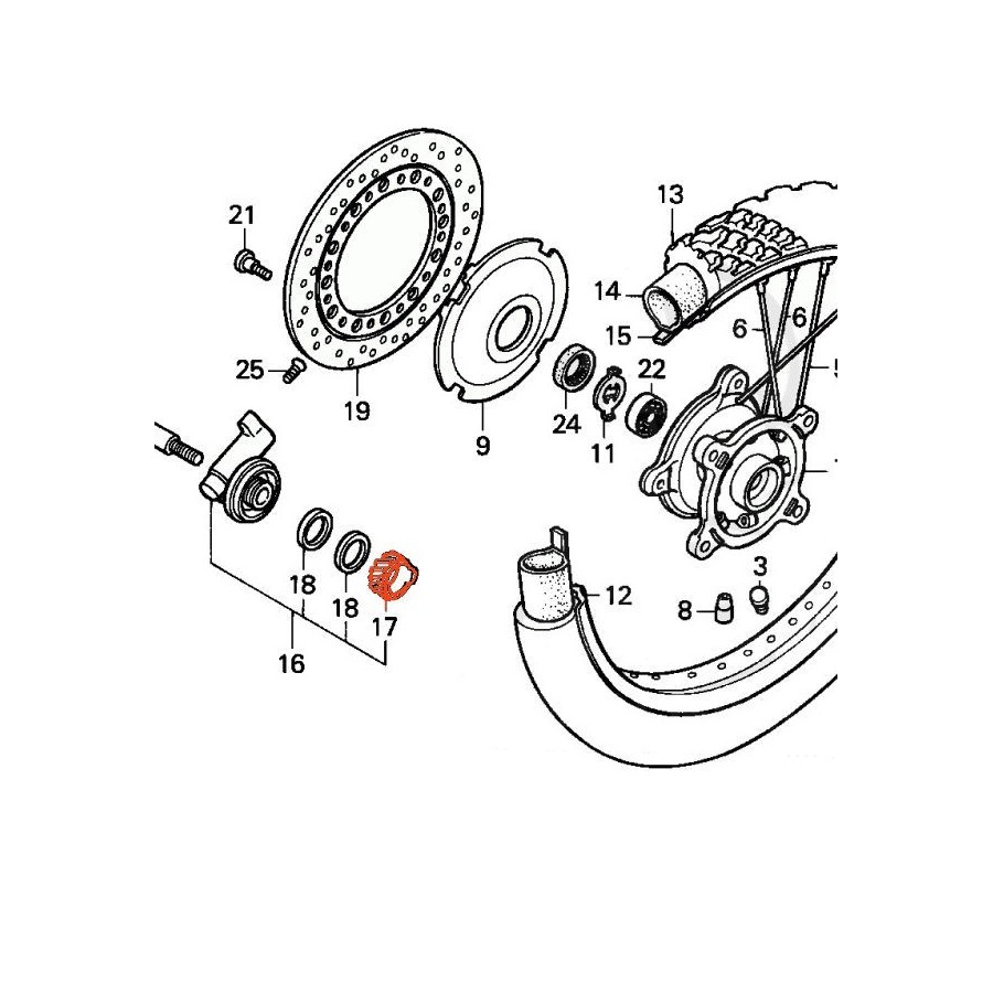 Roue avant - entraineur de compteur - XL600V - XRV750 44806-MV1-003