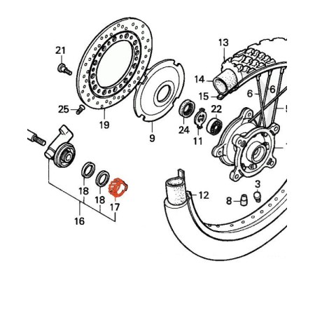 Roue avant - entraineur de compteur - XL600V - XRV750 44806-MV1-003