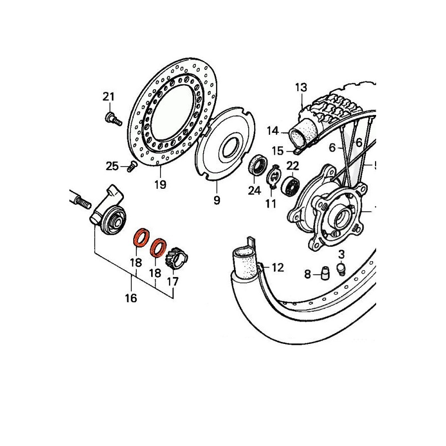 Roue avant - Rondelle entraineur de compteur - (x1) - XRV750 (RD04)...