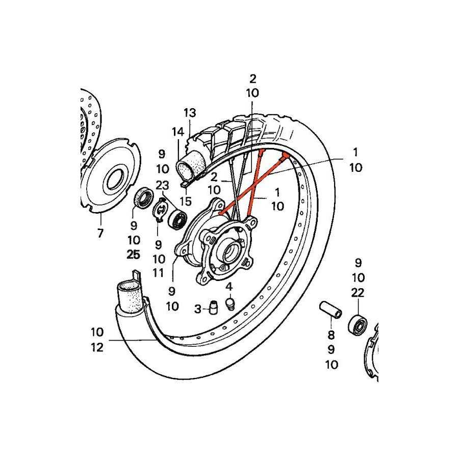 Roue Avant - Rayon - (N°1) - XL650V - (1997-. 06440-MAW-760