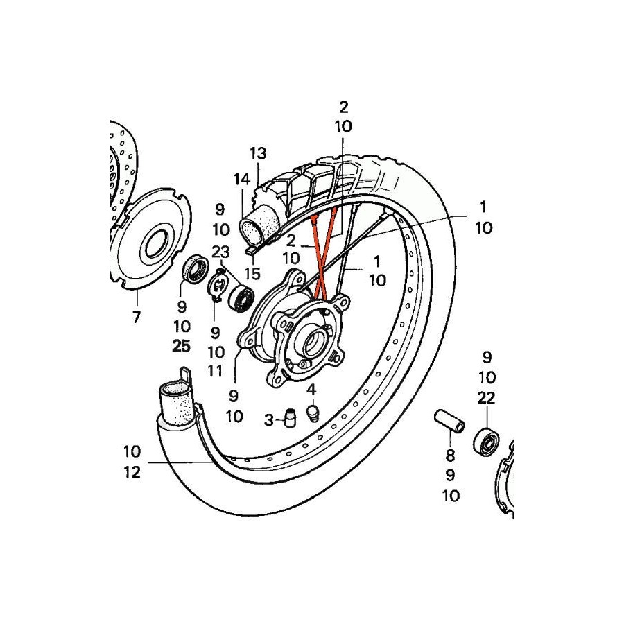 Roue Avant - Rayon - (N°1) - XL650V - (1997-. 06441-MAW-760