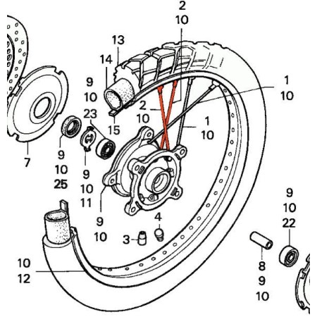 Roue Avant - Rayon - (N°1) - XL650V - (1997-. 06441-MAW-760