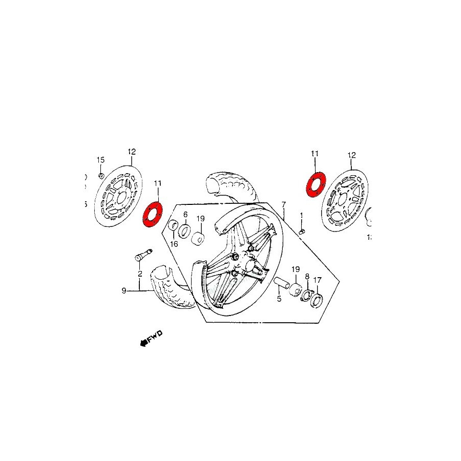 Roue Avant - Joint papier pour disque de frein - (x1) 45128-445-630