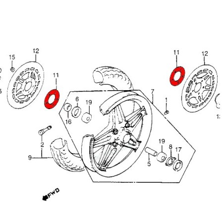 Roue Avant - Joint papier pour disque de frein - (x1) 45128-445-630