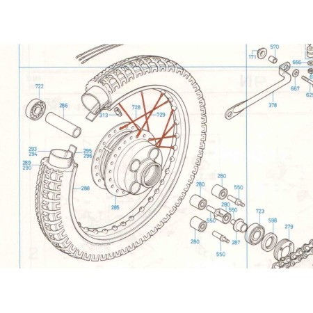 Roue Arriere - jeu de rayonnage - (x36) - CB350-CB360-CB400.... 973...