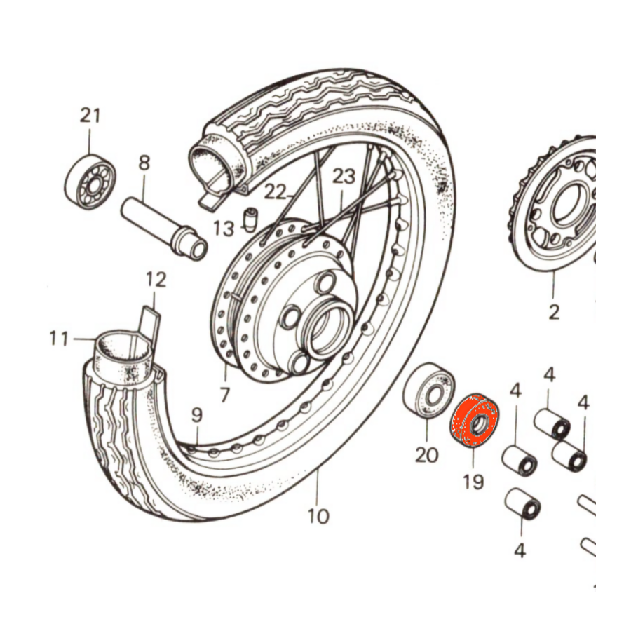 Roue arriere - joint d'etanchéite - 30x55x7 mm 91253-413-004