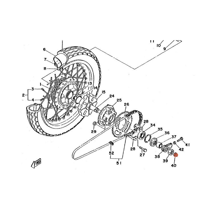 Roue Arriere - Ecrou pour Axe de roue - 214-25182-01 90305-518-201