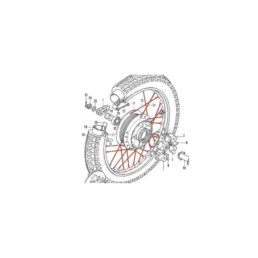 Roue arriere - Rayon - jeu de rayonnage - A et B - CB450, CB500, CB...