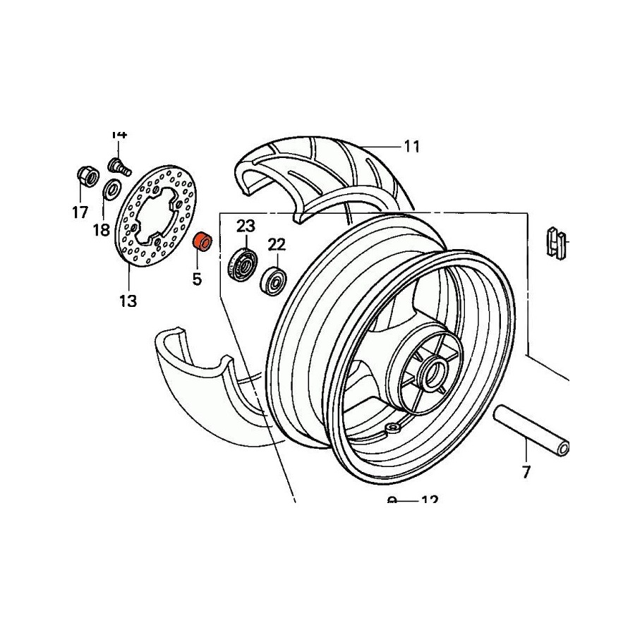 Roue arriere - Entretoise cote frein 42312-MCJ-750